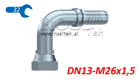 HÜDRAULILINE ÜHENDUS BSP NAINE KÜLVET 90° DN13-M26X1,5