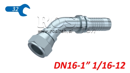 HÜDRAULINE ÜHENDUS DKJ JIC74° NAINE ELBOW 45° DN16-1 1/16-12
