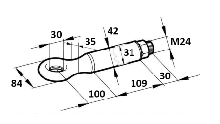 CROCHET DE TRACTION ROTATIF FI30 2500/400KG