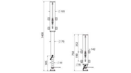 JAMBE HYDRAULIQUE DOUBLE ACTION 500mm - 7,000kg