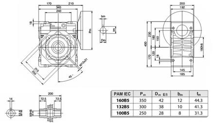 PMRV-150 REDUKTOR PRO ELEKTRICKÝ MOTOR MS132 (7.5kW) POMĚR 40:1