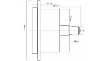 MANOMETER DN63 BAG 0 - 12 BAR - 1/4-dimensioner