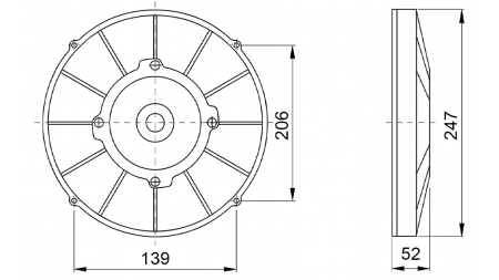 AXIÁLIS HŰTŐVENTILÁTOR 225MM HÚZÓ 24V