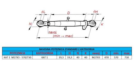 TRAKTORI NIIDI TÕMBAMISE SEADE CAT 1 M27X3 - 570/730 ECO