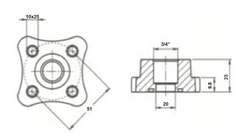 SLANGEFORBINDELSE 3/4 - FLAD FLANGE fi 50