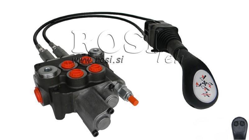 JOYSTICK 2x KNAP MED KABEL 1.5 m OG HYDRAULISK VENTIL 2xP80 liter. FLYDENDE