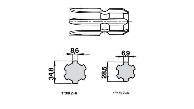 CARDAN-ADAPTER 1''3/8 kuni 1''1/8