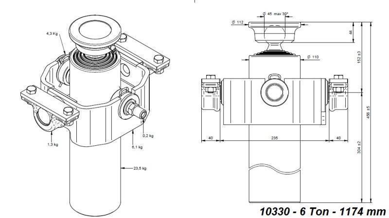 CYLINDRE TÉLESCOPIQUE COMPACT 4 DEGRÉS 1174mm x110 -BILLES