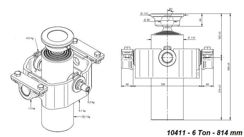 TELESCOPILINE SILINDER KOMPAKTNE 4 KRAADI 814mm x110 -PALL