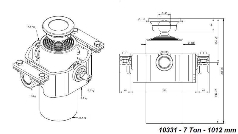 TELESCOPILINE SILINDER KOMPAKTNE 5 ETAPPI 1012mm x125 -PALL